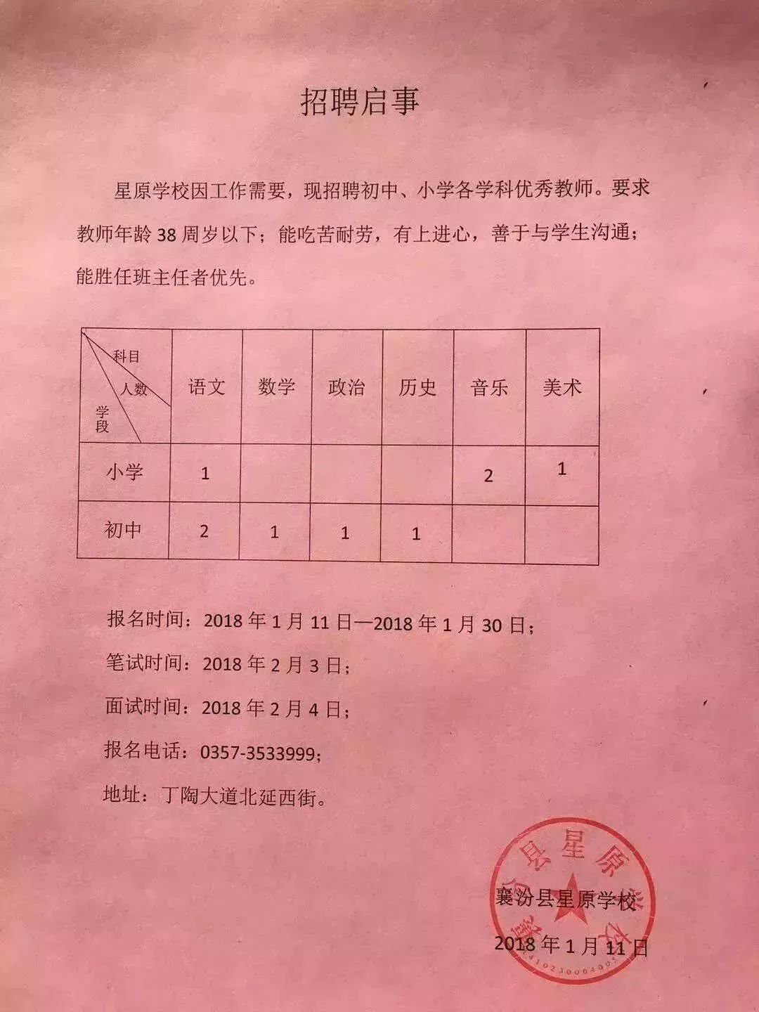 尧都区小学最新招聘公告概览